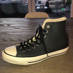 cold weather comfy fur lining black converse